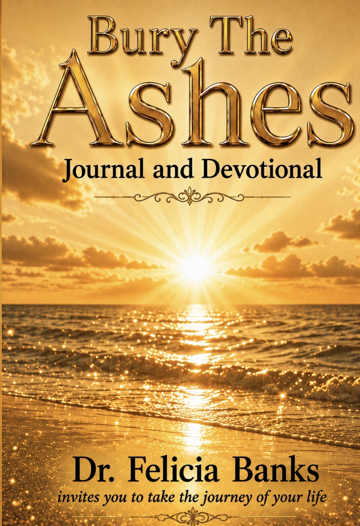 Bury the Ashes Journal and Devotional cover framed by a blue ocean